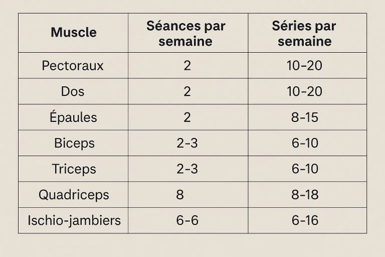combien de série par muscle par semaine
