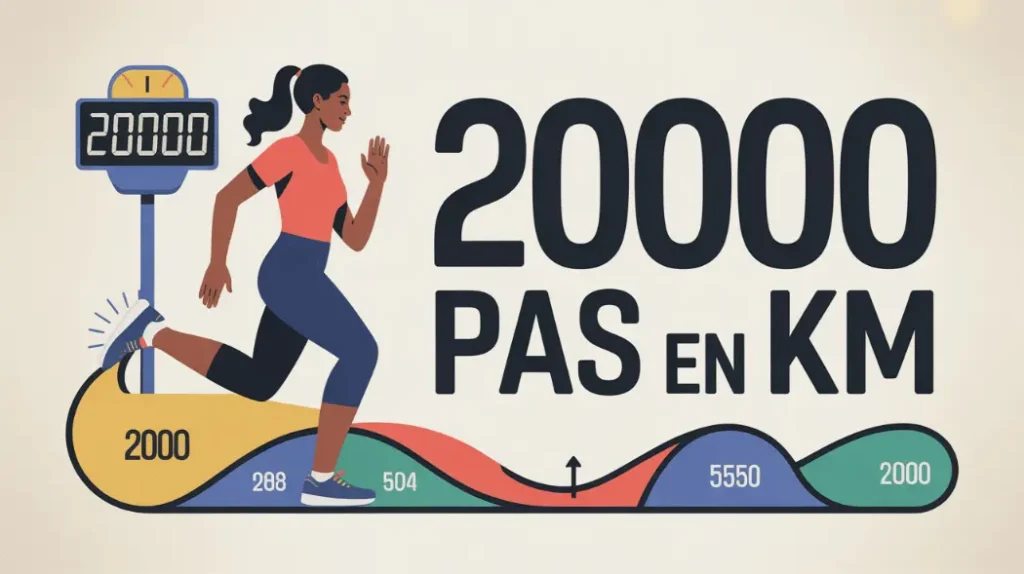 Combien de kilomètres représente 20000 pas