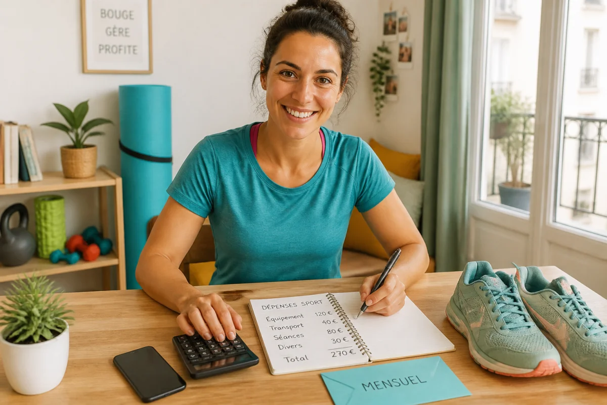 Personne organisant son budget sportif pour garder la motivation sur la durée sans s’épuiser financièrement