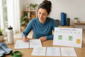 Personne organisant son planning sportif hebdomadaire pour garder la motivation sportive sur la durée sans s